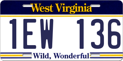 WV license plate 1EW136
