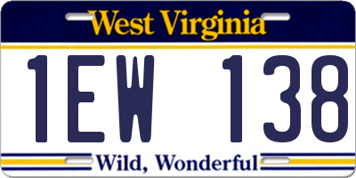 WV license plate 1EW138