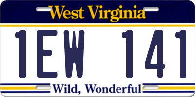 WV license plate 1EW141