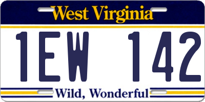 WV license plate 1EW142