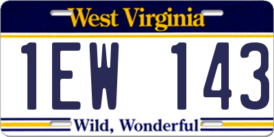 WV license plate 1EW143