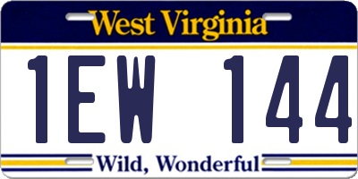 WV license plate 1EW144