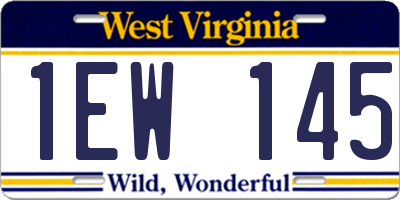 WV license plate 1EW145