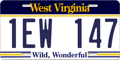 WV license plate 1EW147