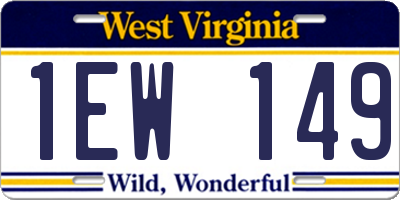 WV license plate 1EW149