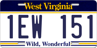 WV license plate 1EW151