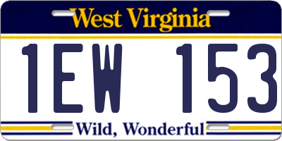 WV license plate 1EW153