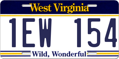WV license plate 1EW154