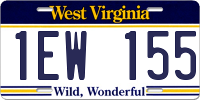 WV license plate 1EW155