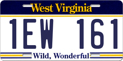 WV license plate 1EW161