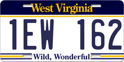 WV license plate 1EW162