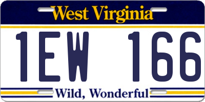 WV license plate 1EW166