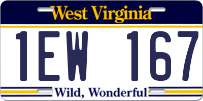 WV license plate 1EW167