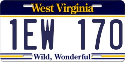 WV license plate 1EW170