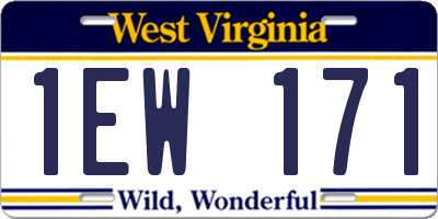 WV license plate 1EW171