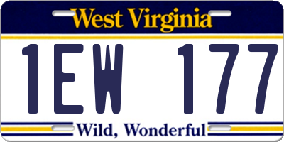 WV license plate 1EW177