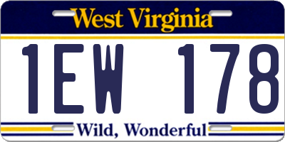 WV license plate 1EW178