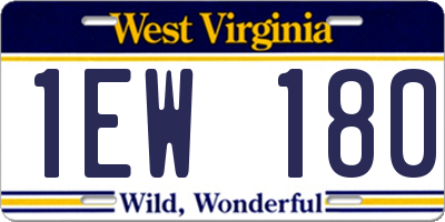 WV license plate 1EW180