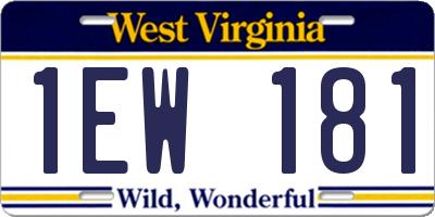 WV license plate 1EW181