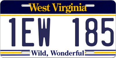 WV license plate 1EW185