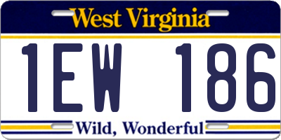 WV license plate 1EW186