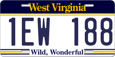 WV license plate 1EW188