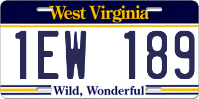 WV license plate 1EW189