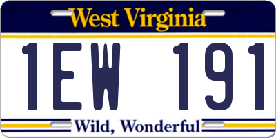 WV license plate 1EW191