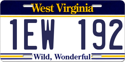 WV license plate 1EW192