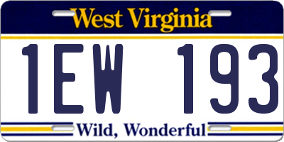 WV license plate 1EW193