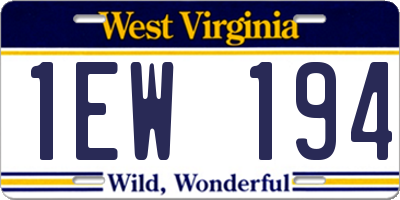 WV license plate 1EW194