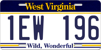 WV license plate 1EW196