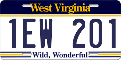 WV license plate 1EW201