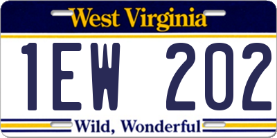 WV license plate 1EW202