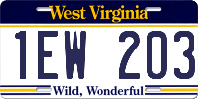 WV license plate 1EW203