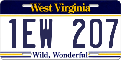 WV license plate 1EW207