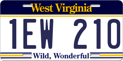 WV license plate 1EW210