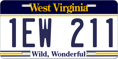 WV license plate 1EW211