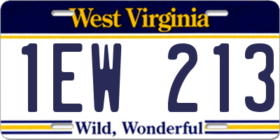 WV license plate 1EW213
