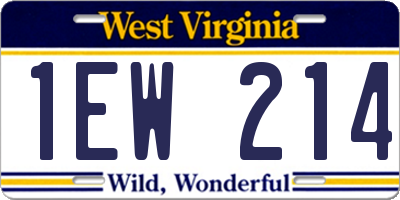 WV license plate 1EW214