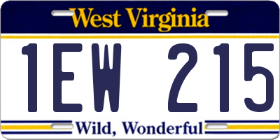 WV license plate 1EW215