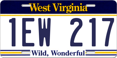WV license plate 1EW217