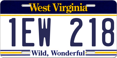 WV license plate 1EW218
