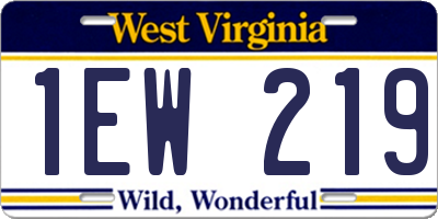 WV license plate 1EW219
