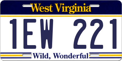 WV license plate 1EW221