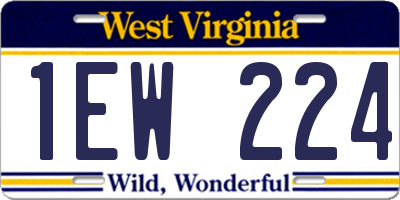 WV license plate 1EW224