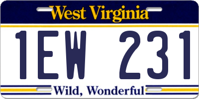 WV license plate 1EW231