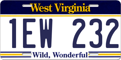 WV license plate 1EW232