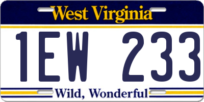 WV license plate 1EW233