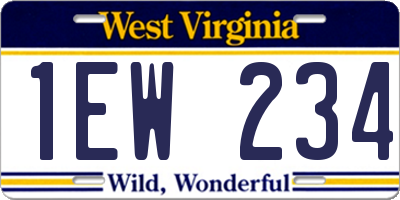 WV license plate 1EW234